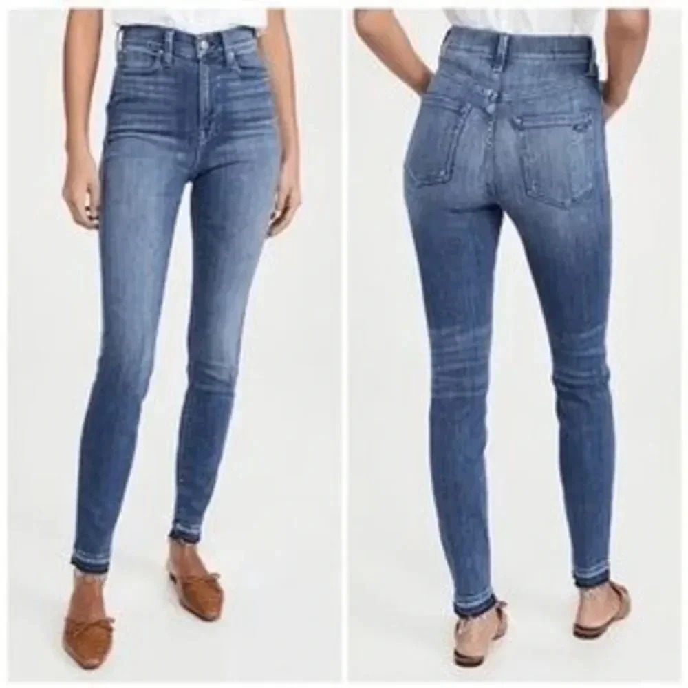 AYR The Beat High Rise Raw Hem Skinny Jeans Women's Size 23x26 Medium Wash